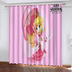 Mario Princess Peach Blackout Curtains Drapes For Window Treatment Set