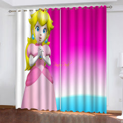 Mario Princess Peach Blackout Curtains Drapes For Window Treatment Set