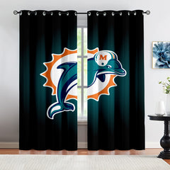 Miami Dolphins Football League Blackout Curtains Drapes for Window Treatment Set