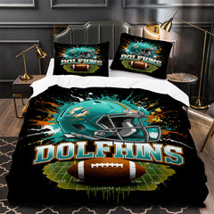 Miami Dolphins Football Duvet Cover Quilt Case Pillowcase Bedding Set Without Filler