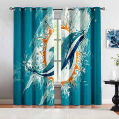 Miami Dolphins Football League Blackout Curtains Drapes for Window Treatment Set