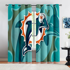 Miami Dolphins Football League Blackout Curtains Drapes for Window Treatment Set
