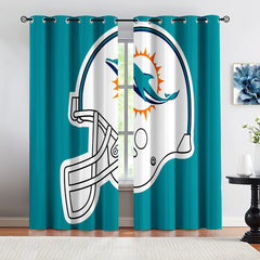 Miami Dolphins Football League Blackout Curtains Drapes for Window Treatment Set
