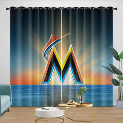 Miami Marlins Blackout Curtain for Living Room Bedroom Window Treatment