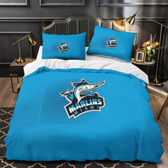 Miami Marlins Duvet Cover Quilt Case Pillowcase Bedding Set Without Filler