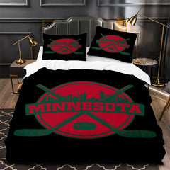 Minnesota Wild Hockey Duvet Cover Quilt Case Pillowcase Bedding Set Without Filler