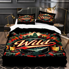 Minnesota Wild Hockey Duvet Cover Quilt Case Pillowcase Bedding Set Without Filler