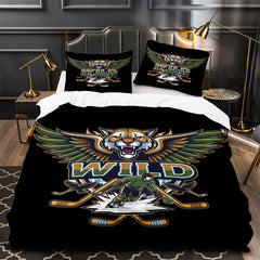 Minnesota Wild Hockey Duvet Cover Quilt Case Pillowcase Bedding Set Without Filler