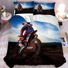Motocross Mountain Bike Duvet Cover Quilt Case Pillowcase Bedding Set Bedroom Decor