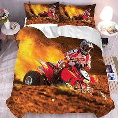 Motocross Mountain Bike Duvet Cover Quilt Case Pillowcase Bedding Set Bedroom Decor