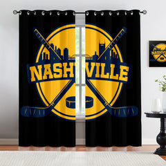 Nashville Predators Blackout Curtains Drapes For Window Treatment Set