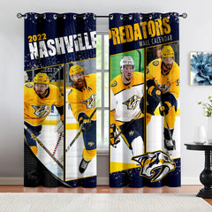 Nashville Predators Hockey League Blackout Curtains Drapes For Window Treatment Set