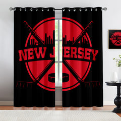 New Jersey Devils Blackout Curtains Drapes For Window Treatment Set