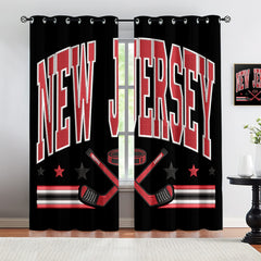 New Jersey Devils Blackout Curtains Drapes For Window Treatment Set