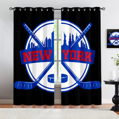 New York Rangers Blackout Curtains Drapes For Window Treatment Set