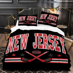 New Jersey Devils Hockey Duvet Cover Quilt Case Pillowcase Bedding Set Without Filler