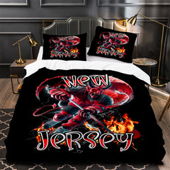 New Jersey Devils Hockey Duvet Cover Quilt Case Pillowcase Bedding Set Without Filler