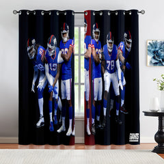 New York Giants Football Team Blackout Curtains Drapes For Window Treatment Set