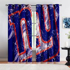 New York Giants Football Team Blackout Curtains Drapes For Window Treatment Set