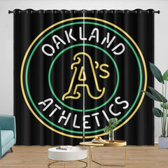 Oakland Athletics Blackout Curtain for Living Room Bedroom Window Treatment