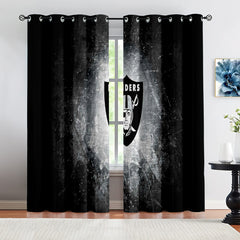 Oakland Football League Raiders Blackout Curtains Drapes for Window Treatment Set