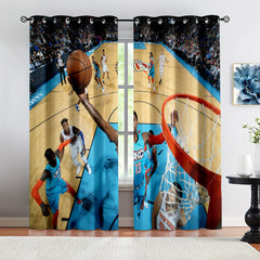 Oklahoma City Basketball Thunder Blackout Curtains Drapes For Window Treatment Set