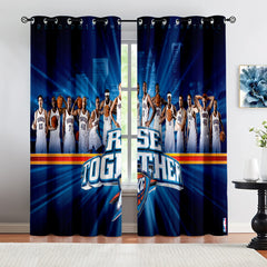 Oklahoma City Basketball Thunder Blackout Curtains Drapes For Window Treatment Set