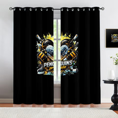 Pittsburgh Penguins Blackout Curtains Drapes For Window Treatment Set