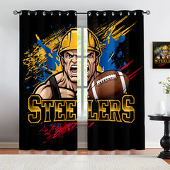 Pittsburgh Steelers Blackout Curtains Drapes For Window Treatment Set