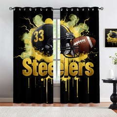 Pittsburgh Steelers Blackout Curtains Drapes For Window Treatment Set