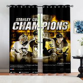 Pittsburgh Penguins Hockey League Blackout Curtains Drapes For Window Treatment Set