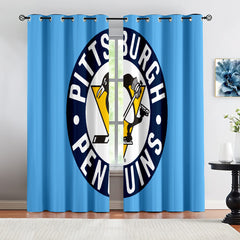 Pittsburgh Penguins Hockey League Blackout Curtains Drapes For Window Treatment Set