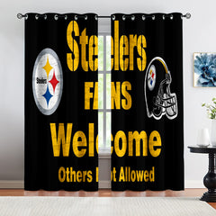 Pittsburgh Steelers Football Team Blackout Curtains Drapes For Window Treatment Set