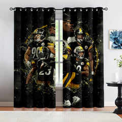 Pittsburgh Steelers Football Team Blackout Curtains Drapes For Window Treatment Set