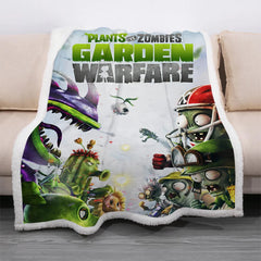Plants vs Zombies Blanket Cozy Sherpa Fleece Throw Blanket for Kids Adults