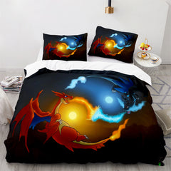 Pokemon Pikachu Charizard Duvet Cover Quilt Cover Pillowcase Bedding Set Bedroom Decor