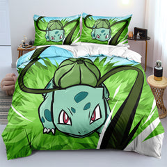 Pokemon Pikachu Rose Bulbasaur Duvet Cover Quilt Cover Pillowcase Bedding Set