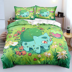 Pokemon Pikachu Rose Bulbasaur Duvet Cover Quilt Cover Pillowcase Bedding Set