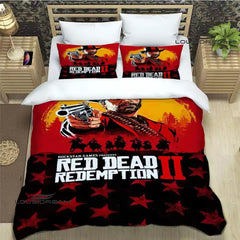 Red Dead Redemption Duvet Cover Quilt Case Pillowcase Bedding Set Without Filler