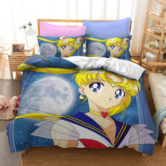 Sailor Moon Duvet Cover Quilt Case Pillowcase Bedding Set Bedroom Decor