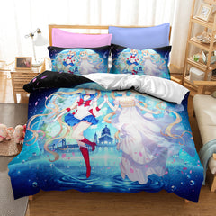 Sailor Moon Duvet Cover Quilt Case Pillowcase Bedding Set Bedroom Decor