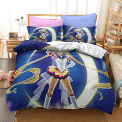 Sailor Moon Duvet Cover Quilt Case Pillowcase Bedding Set Bedroom Decor