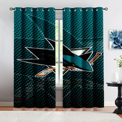 San Jose Sharks Hockey League Blackout Curtains Drapes For Window Treatment Set