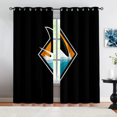 San Jose Sharks Hockey League Blackout Curtains Drapes For Window Treatment Set