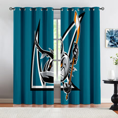 San Jose Sharks Hockey League Blackout Curtains Drapes For Window Treatment Set