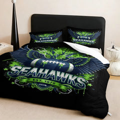 Seattle Seahawks Comforter Pillowcase Sets Blanket All Season Reversible Quilted Duvet