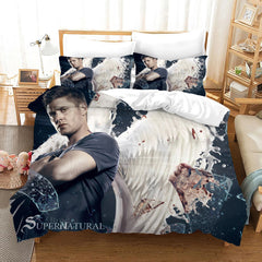 Supernatural Dean Sam Winchester Duvet Cover Quilt Case Pillowcase Bedding Set