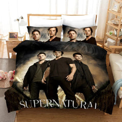 Supernatural Dean Sam Winchester Duvet Cover Quilt Case Pillowcase Bedding Set