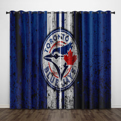 Toronto Baseball Blue Jays Blackout Curtains Drapes For Window Treatment Set