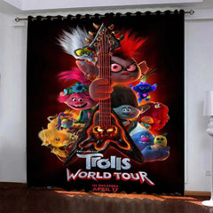 Trolls Band Together Poppy Pattern Blackout Window Drapes Room Decoration
